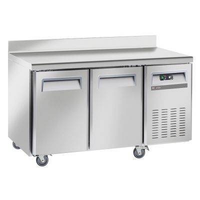 Table frigorifique, ventilé, 2 portes GN1/1, avec dosseret, sur roues, 2 avec freins WR-GTN2-2ND